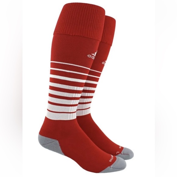 Adidas Team Speed OTC Soccer Socks 1 Pair Youth 13C-4Y Red & White w Logo NEW! - Picture 3 of 8